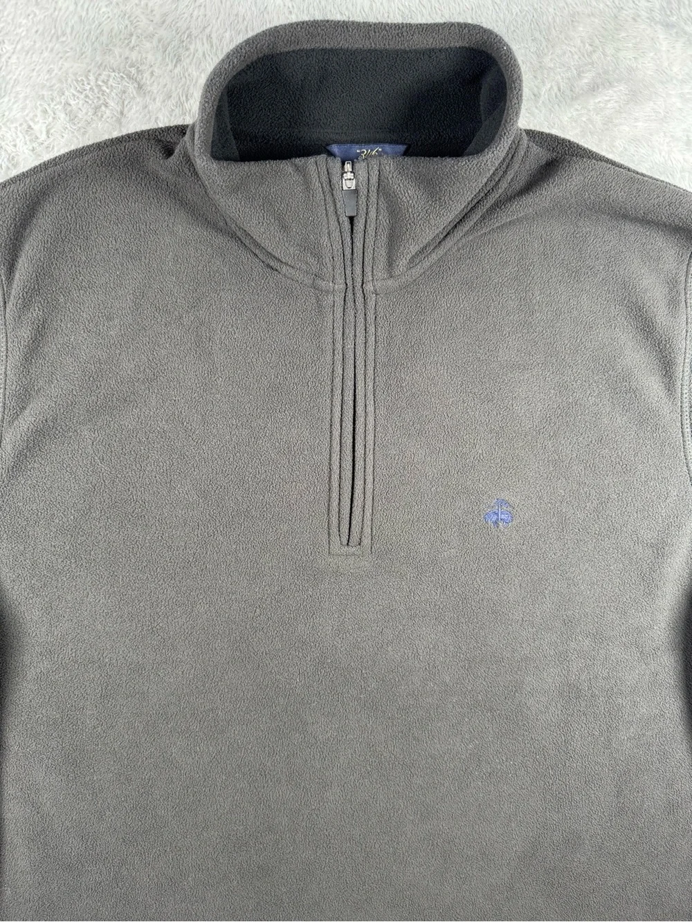 Brooks Brothers 346 Gray Fleece Quarter Zip Pullover Large